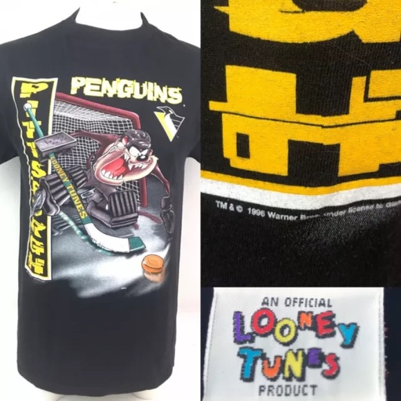 90s Pittsburgh Penguins NHL Looney Tunes T Shirt - Picture 1 of 8